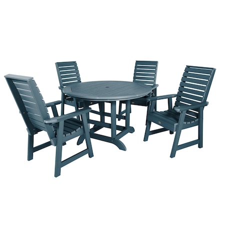 Highwood Usa Weatherly 5pc Round Outdoor Patio Furniture Dining Set AD-DNW48-NBE